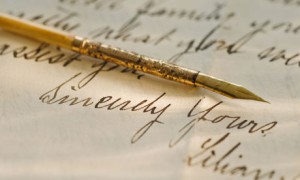 Example of handwriting with gold pen